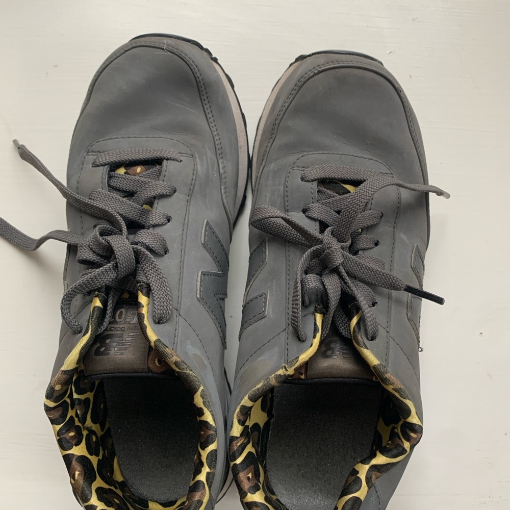 New Balance Gray Sneakers with Leopard cheetah Accents Running Shoe